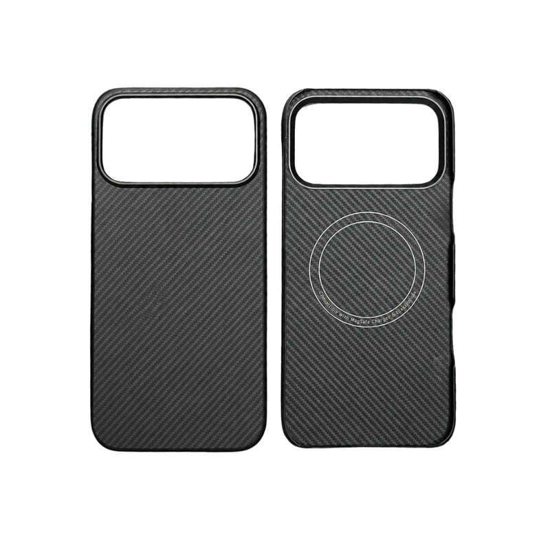 Premium iPhone Case MagSafe Compatible Aramid Fiber Cover Camera Lens Protection Ultra Lightweight Carbon Texture Shockproof Half Wrapped Design