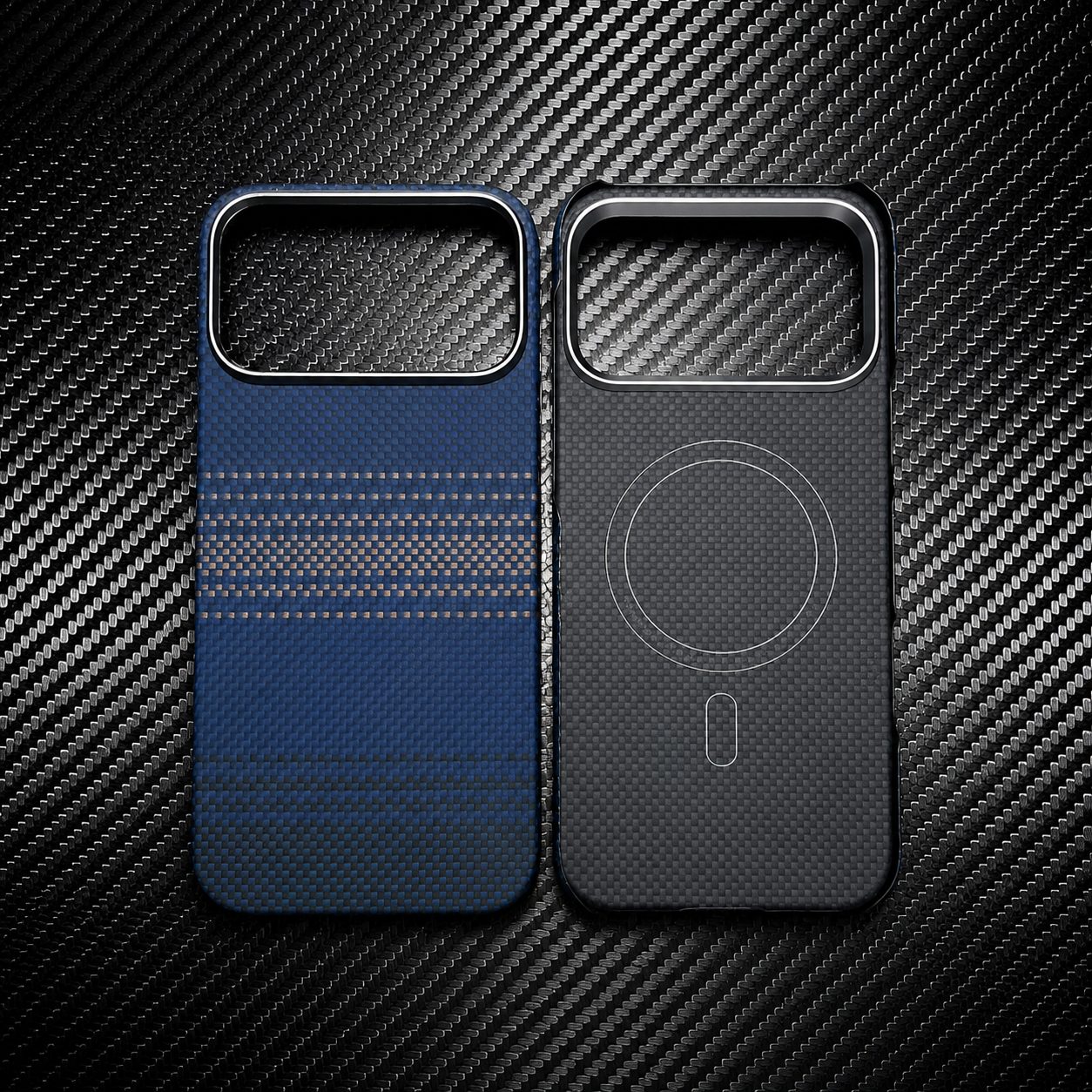 Premium iPhone Case MagSafe Compatible Aramid Fiber Magnetic Cover Carbon Texture Ultra Lightweight Shockproof Anti Scratch Half Wrapped Design