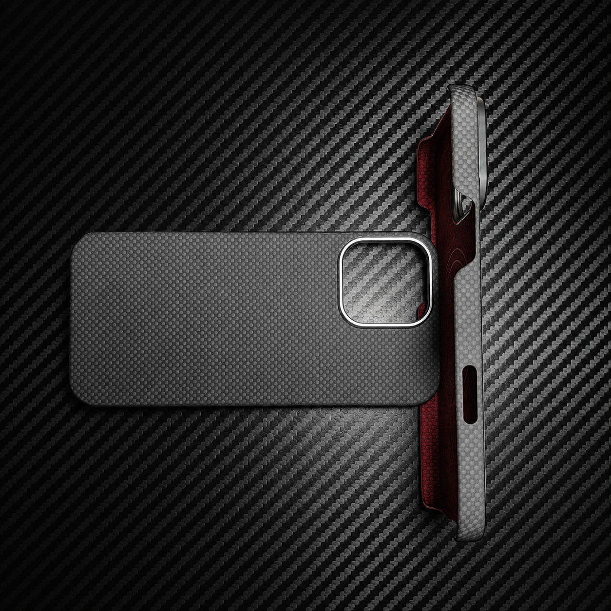 Premium iPhone Case MagSafe Compatible Aramid Fiber Magnetic Cover Carbon Texture Ultra Lightweight Shockproof Anti Scratch Half Wrapped Design