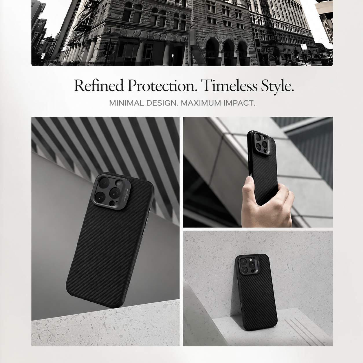 Premium iPhone Case MagSafe Compatible Aramid Fiber TPU Cover Metal Camera Protection Shockproof Anti Fingerprint Non Slip Grip Full Coverage Design