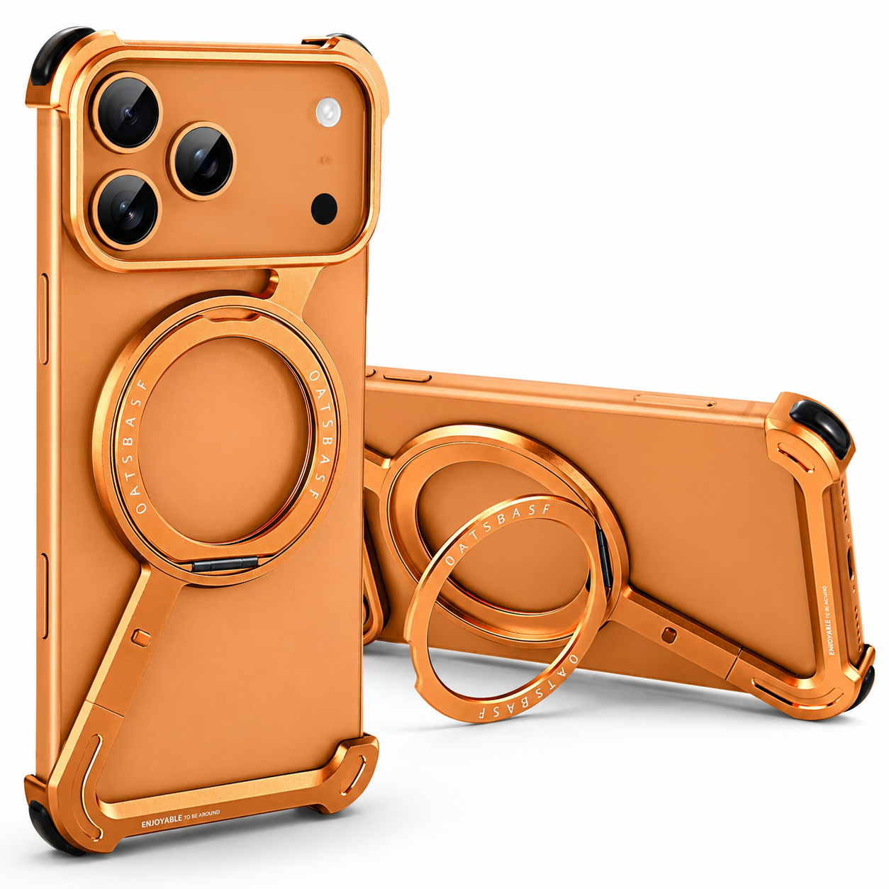 Premium iPhone Case MagSafe Compatible Aviation Aluminum Bumper with Rotatable Stand, Air Cushion Protection, Secure Grip and Shockproof Designs