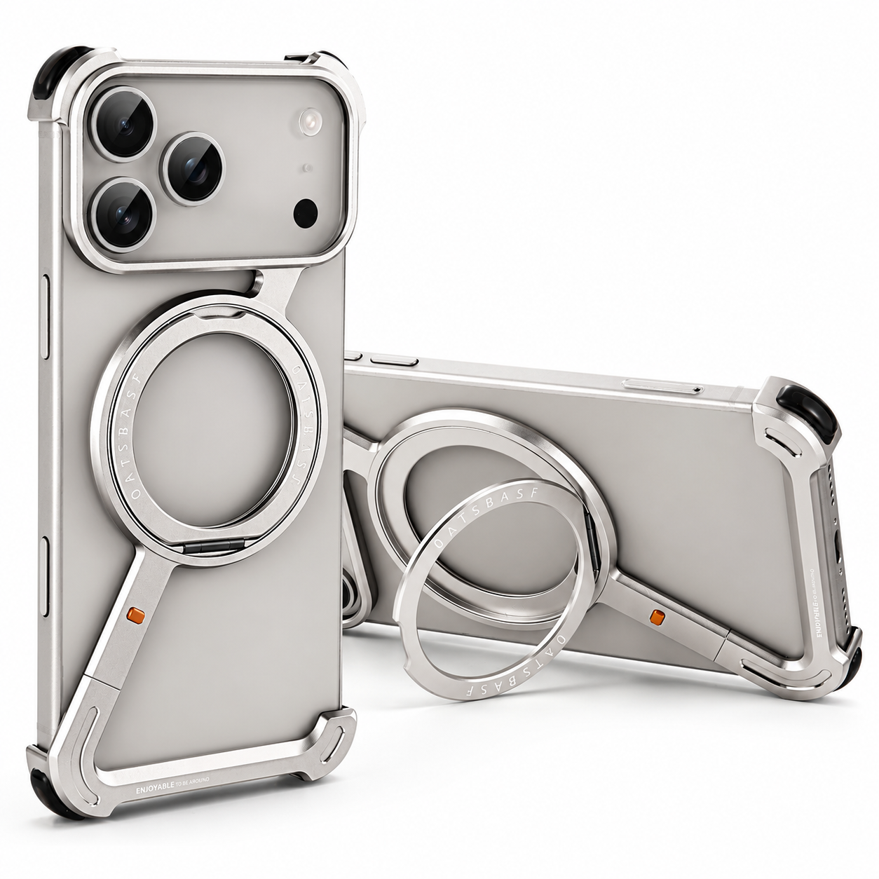 Premium iPhone Case MagSafe Compatible Aviation Aluminum Bumper with Rotatable Stand, Air Cushion Protection, Secure Grip and Shockproof Designs
