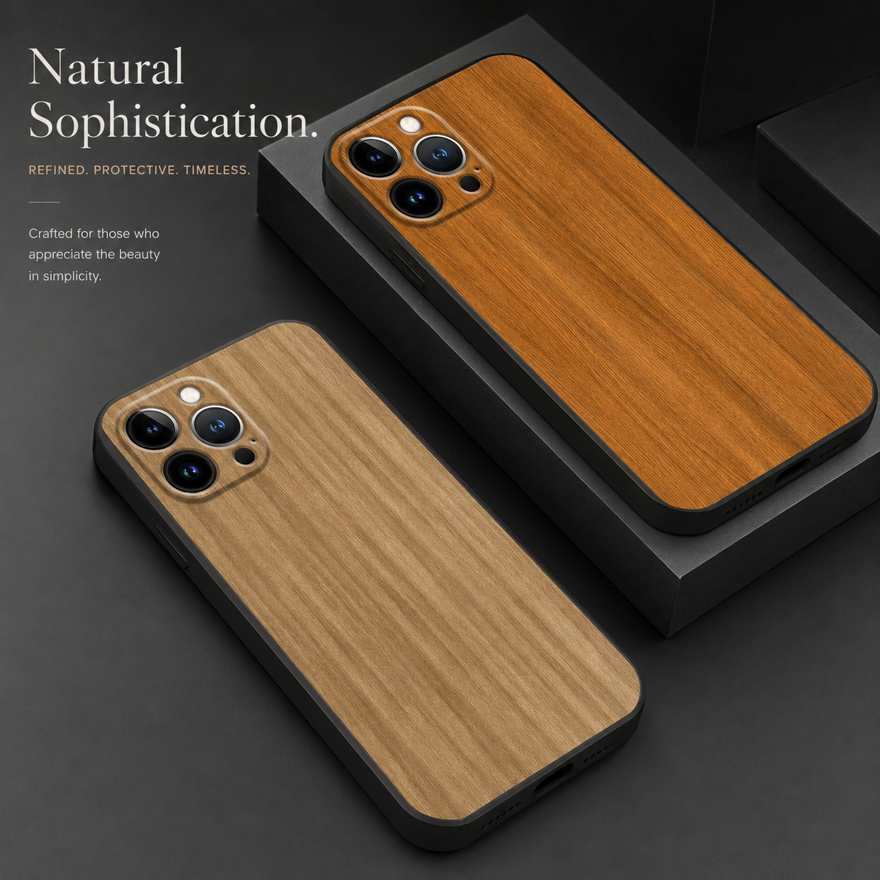 Premium iPhone Case MagSafe Compatible Bamboo Wood Grain Protective Cover Camera Lens Protection Shockproof Metallic Frame Slim Natural Design