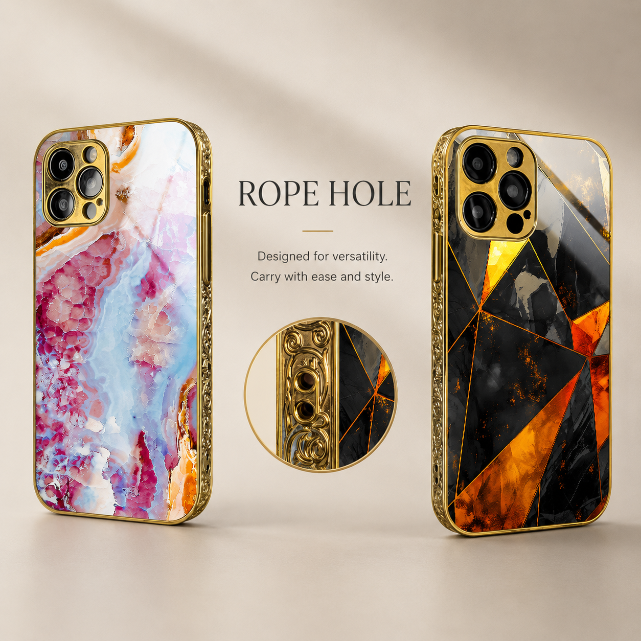 Premium iPhone Case MagSafe Compatible Black Marble Texture Protective Cover Camera Lens Protection Shockproof Gold Edge 3D Grip Slim Design