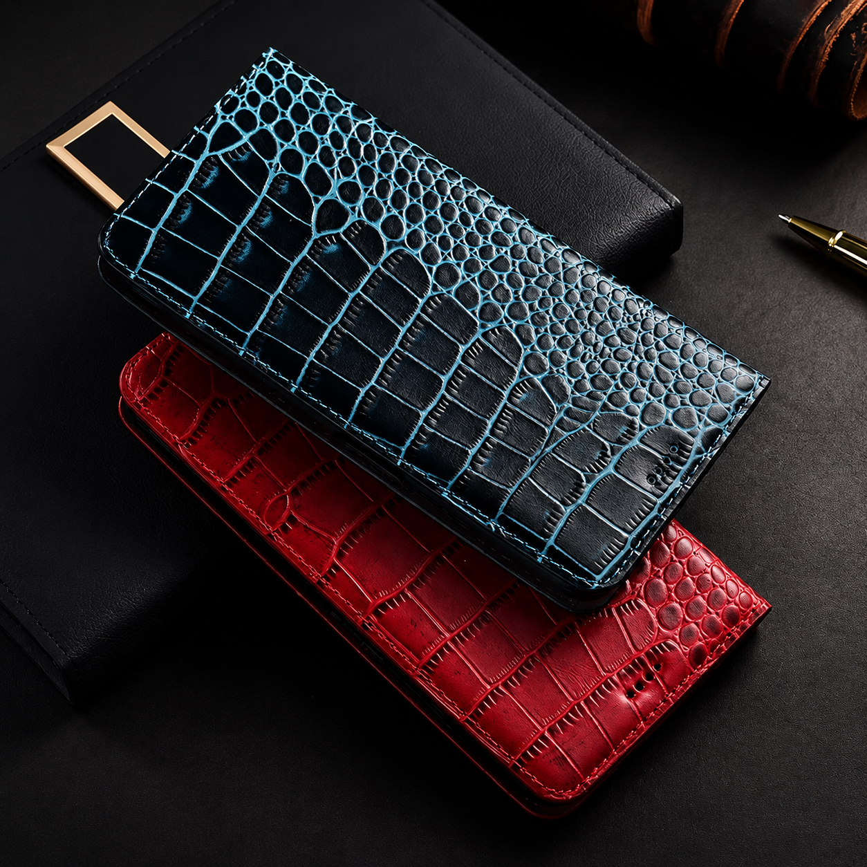 Premium iPhone Case MagSafe Compatible Business Flip Wallet Genuine Leather Cover Kickstand Magnetic Full Protection Anti Scratch Non Slip Grip Design