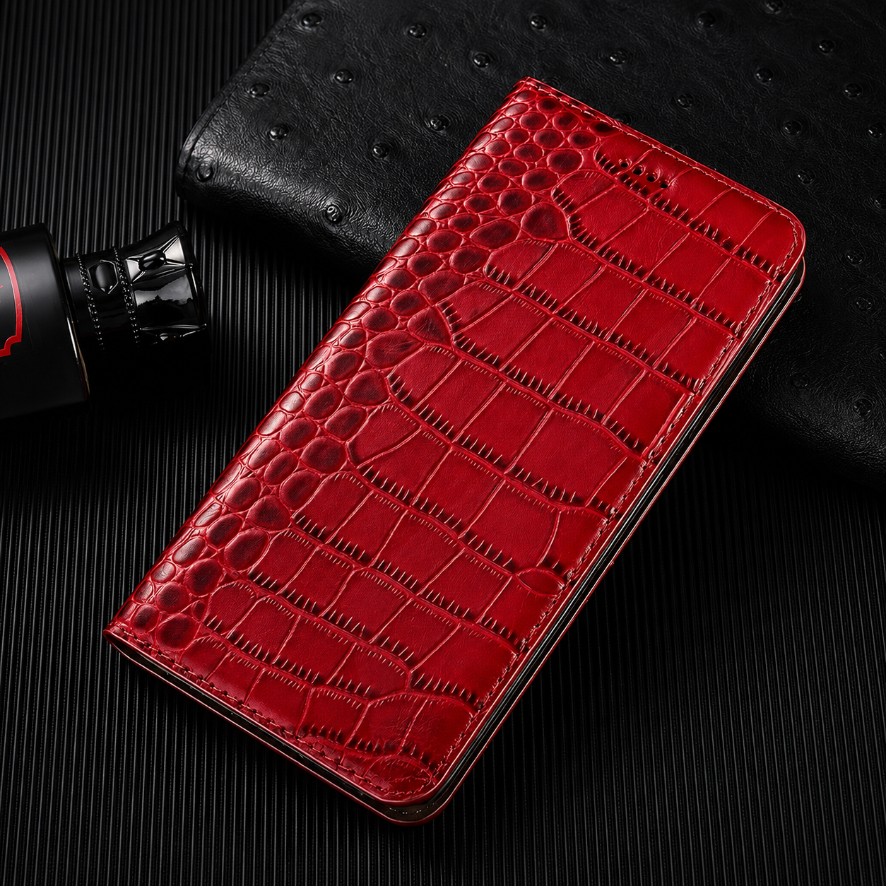 Premium iPhone Case MagSafe Compatible Business Flip Wallet Genuine Leather Cover Kickstand Magnetic Full Protection Anti Scratch Non Slip Grip Design