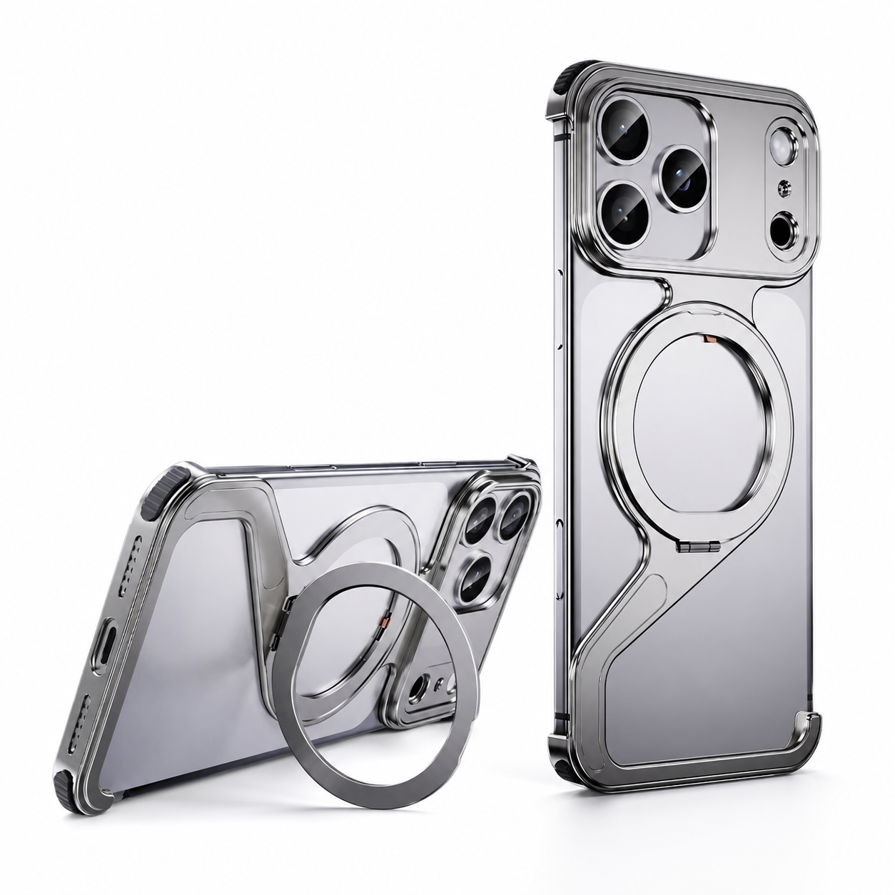 Premium iPhone Case MagSafe Compatible Camera Lens Protection Aluminum Alloy Frameless Magnetic Cover Shockproof Metal Edge Slim Minimal Design