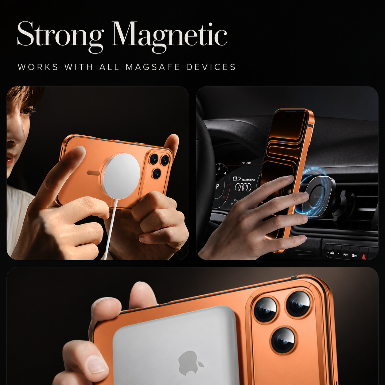 Premium iPhone Case MagSafe Compatible Camera Lens Protection Aluminum Alloy Magnetic Glass Shockproof Cover Anti Scratch Matte Wireless Charging Design