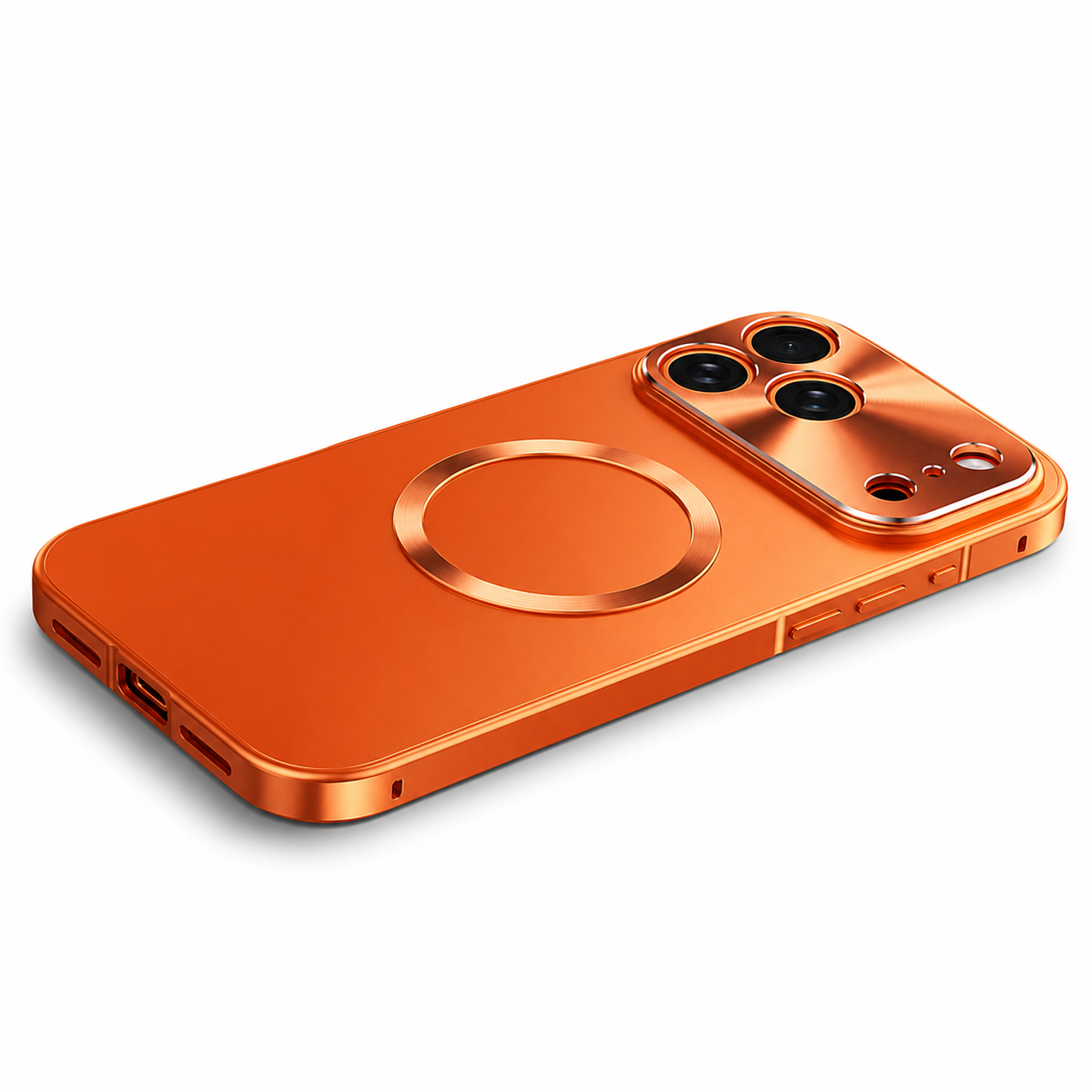 Premium iPhone Case MagSafe Compatible Camera Lens Protection Aluminum Metal Frame Shockproof Protective Cover Anti Fingerprint Frosted Back