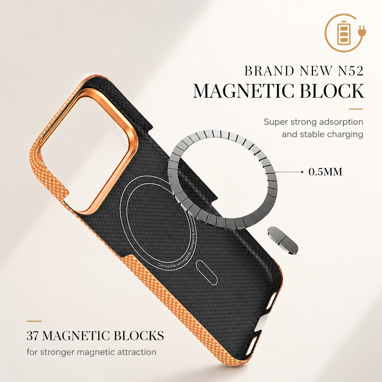 Premium iPhone Case MagSafe Compatible Camera Lens Protection Aramid Fiber Cover Shockproof Full Body Protection Carbon Fiber Texture Lightweight Design