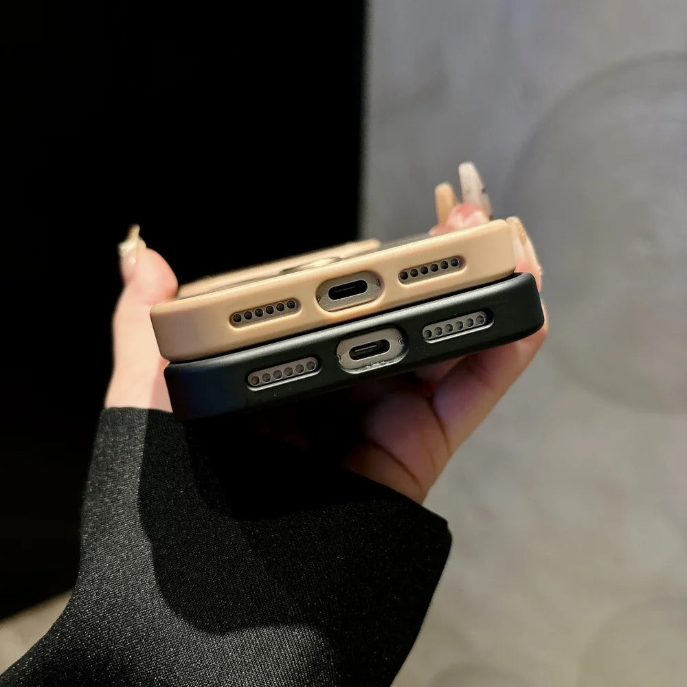 Premium iPhone Case MagSafe Compatible Camera Lens Protection Carbon Fiber Texture Magnetic Stand Holder Shockproof PC Cover Anti Fingerprint Design