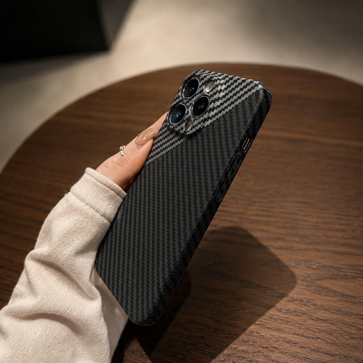 Premium iPhone Case MagSafe Compatible Camera Lens Protection Carbon Fiber Ultra Thin Protective Cover Anti Fingerprint Non Slip Design