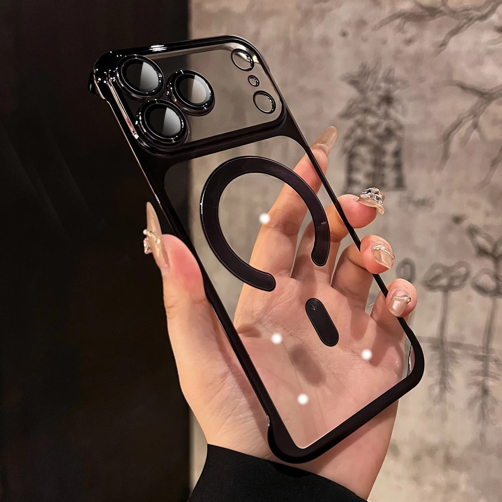 Premium iPhone Case MagSafe Compatible Camera Lens Protection Frameless Transparent PC Cover Anti Scratch Anti Fingerprint Dustproof Slim Design