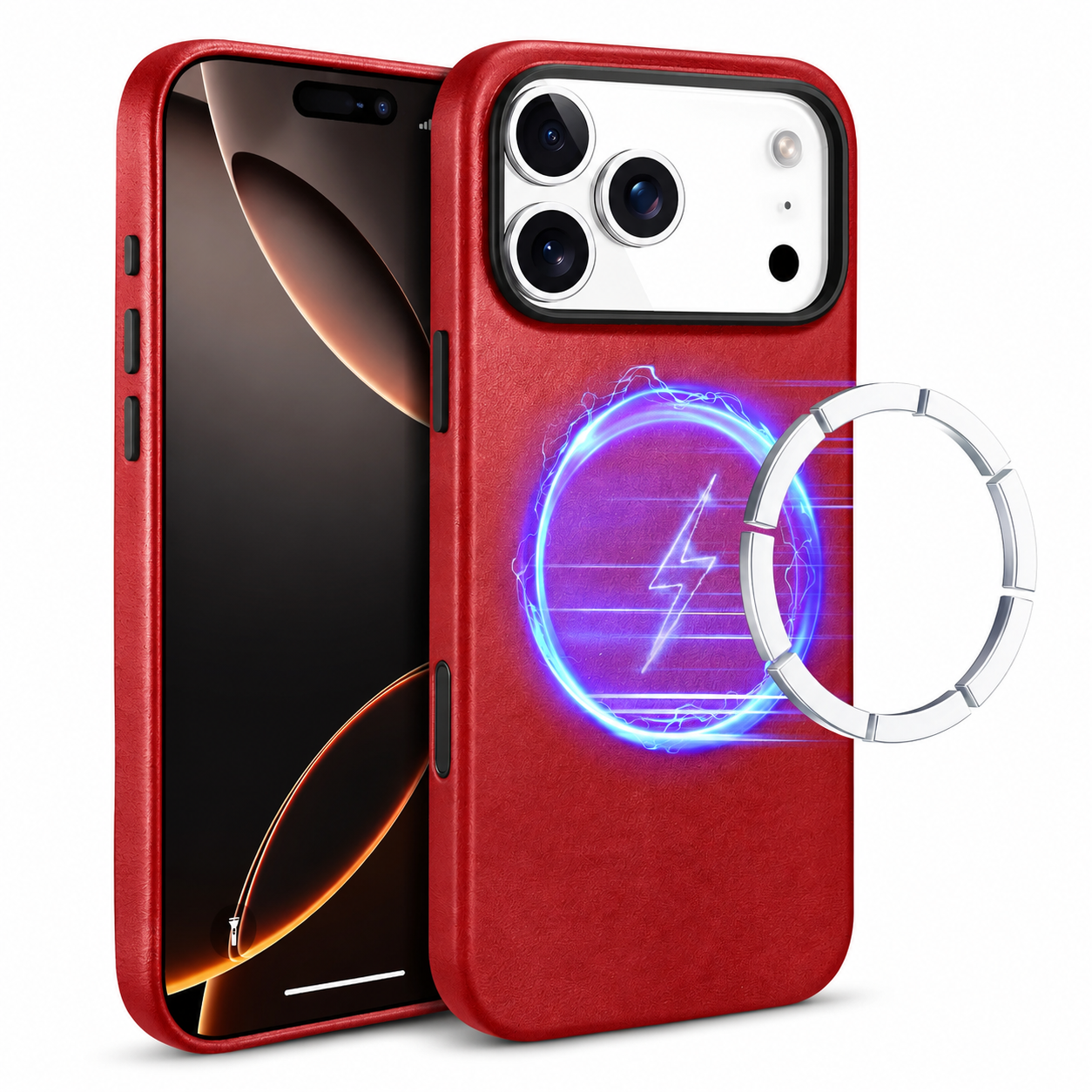 Premium iPhone Case MagSafe Compatible Camera Lens Protection Genuine Leather Shockproof Full Coverage Cover Anti Fingerprint Non Slip Wireless Charging Design