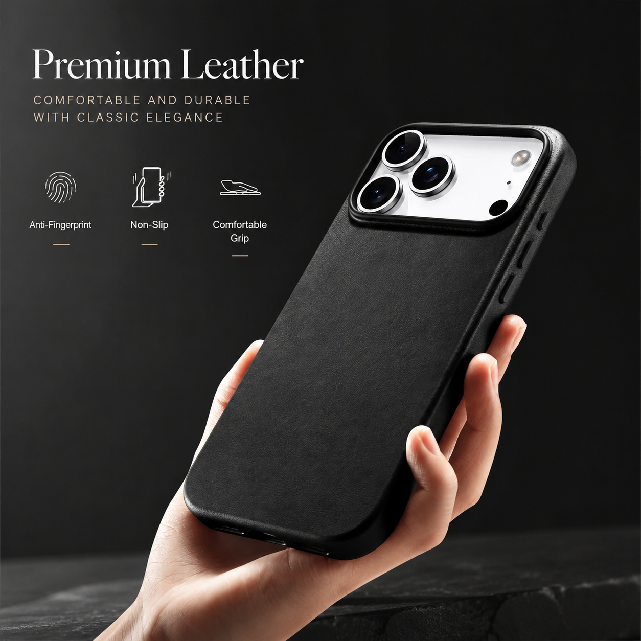 Premium iPhone Case MagSafe Compatible Camera Lens Protection Genuine Leather Shockproof Full Coverage Cover Anti Fingerprint Non Slip Wireless Charging Design
