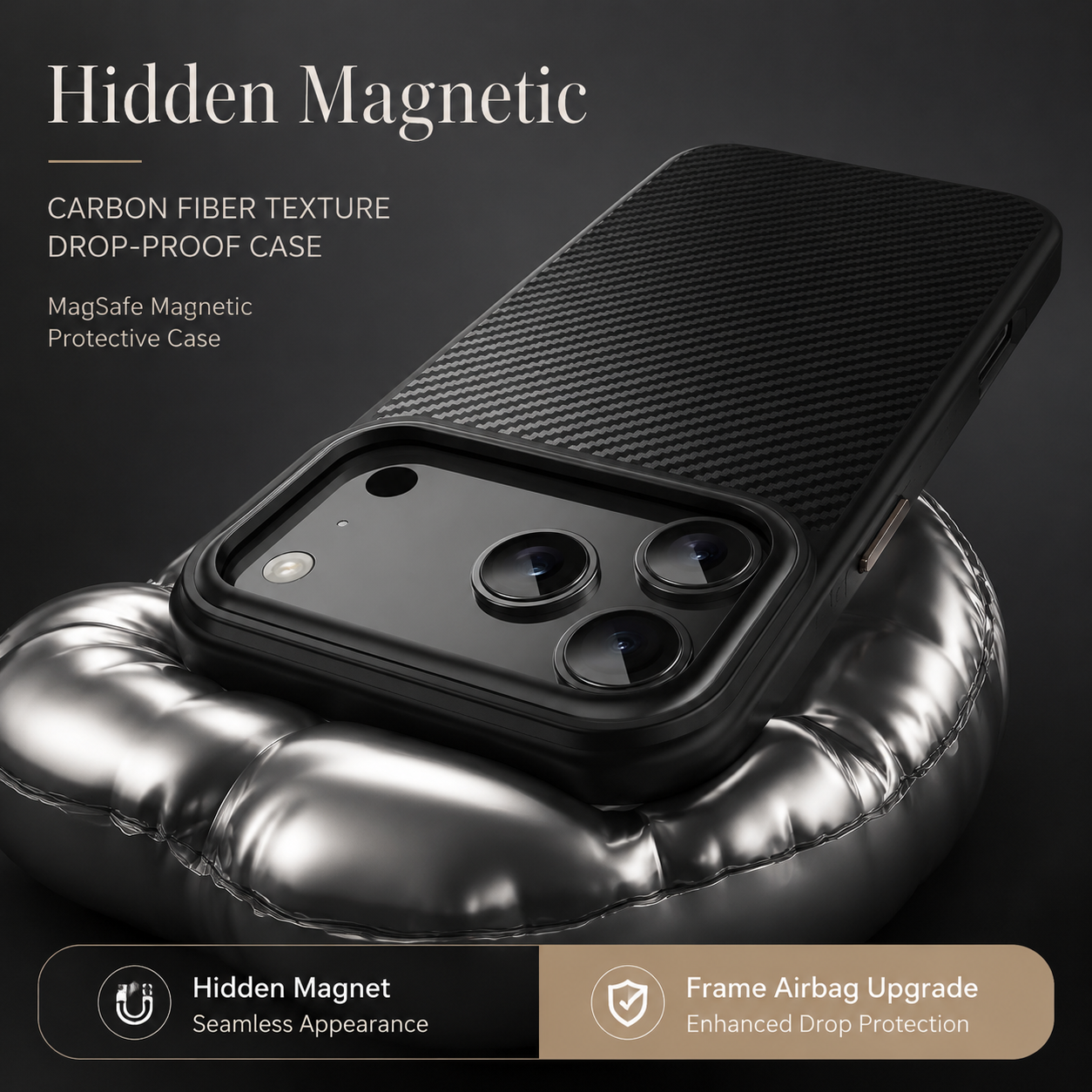 Premium iPhone Case MagSafe Compatible Camera Lens Protection Kevlar Aramid Fiber Cover Carbon Fiber TPU PC Shockproof Anti Fingerprint Lightweight Design