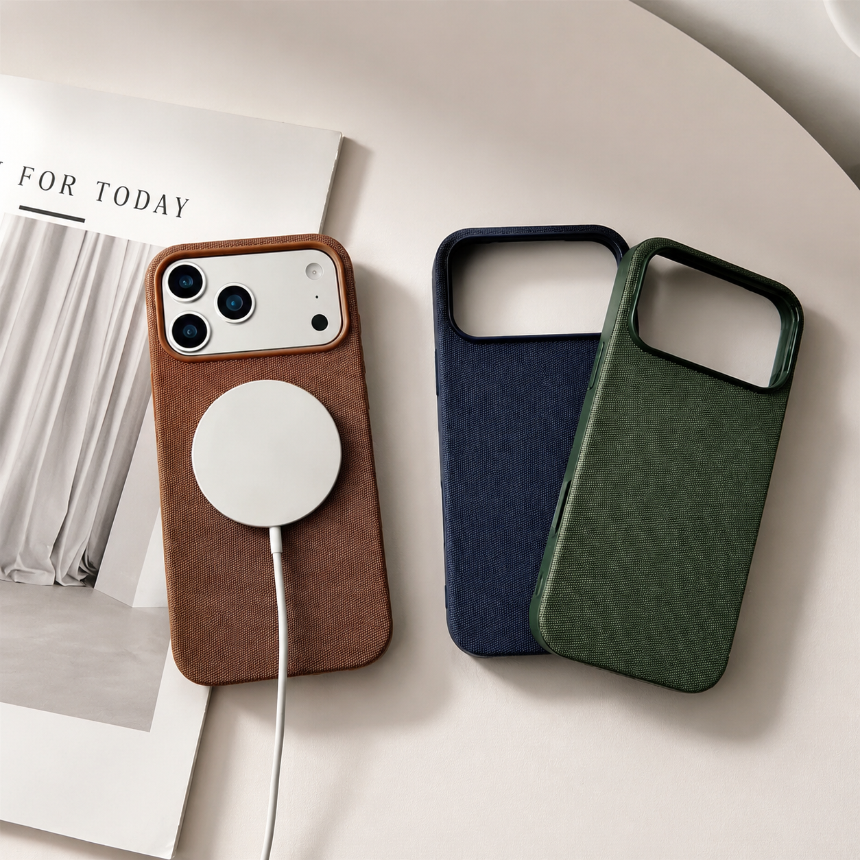 Premium iPhone Case MagSafe Compatible Camera Lens Protection Magnetic Business Cover Polyester Fiber Full Coverage Wireless Charging Design