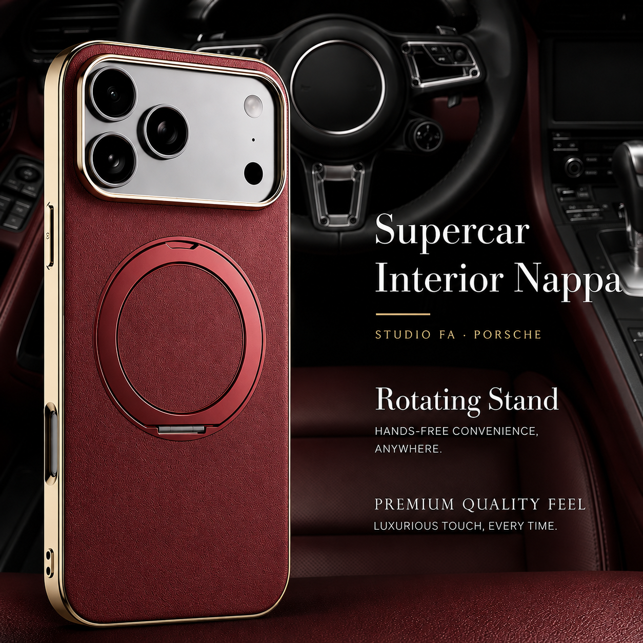 Premium iPhone Case MagSafe Compatible Camera Lens Protection Magnetic Leather Ring Holder Shockproof Back Cover Wireless Charging Protective Design