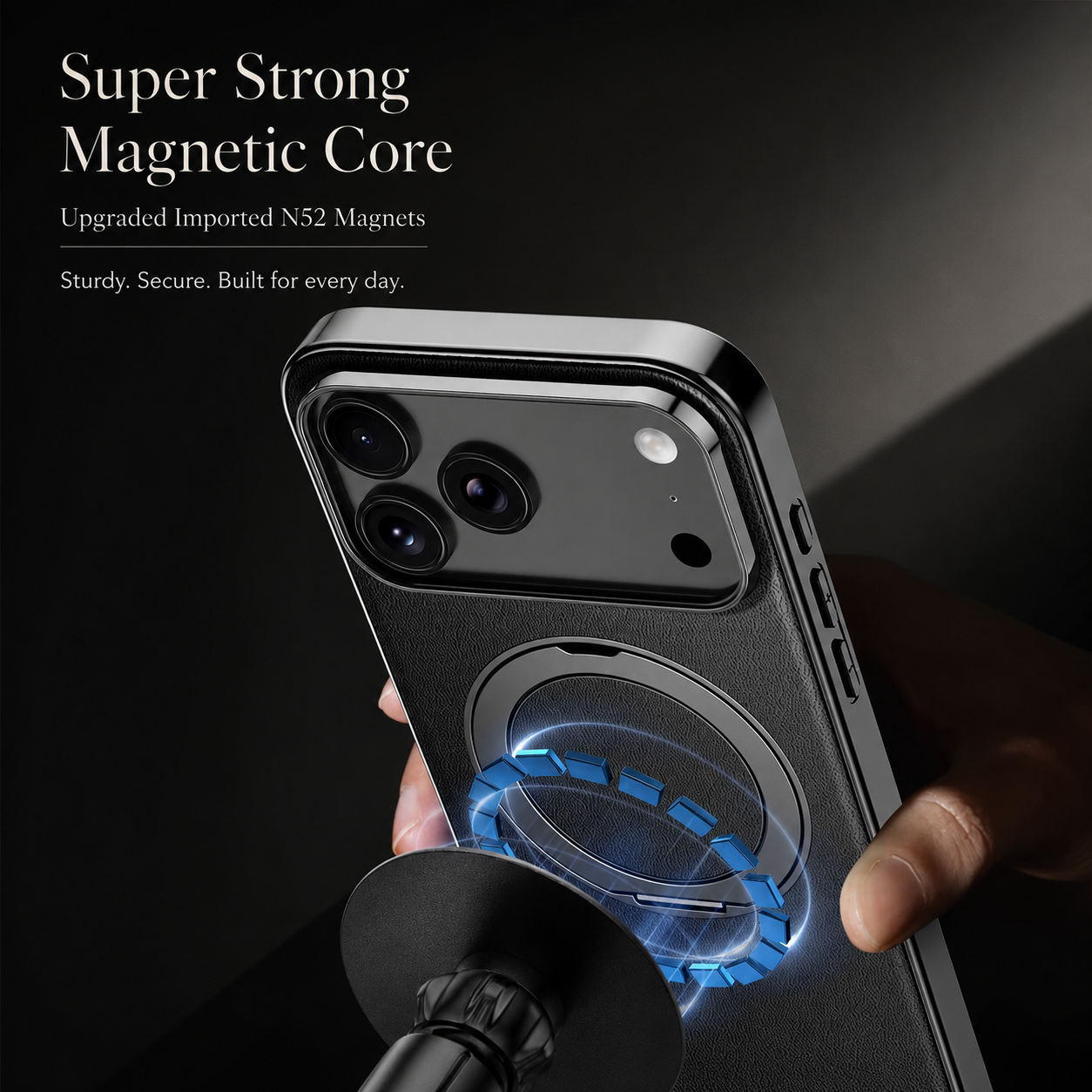 Premium iPhone Case MagSafe Compatible Camera Lens Protection Magnetic Leather Ring Holder Shockproof Back Cover Wireless Charging Protective Design
