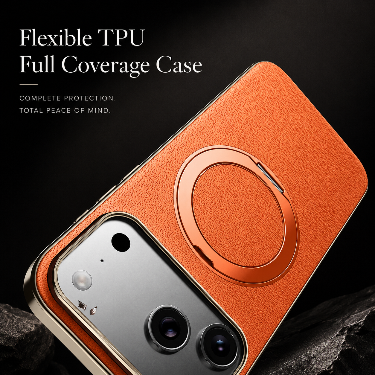Premium iPhone Case MagSafe Compatible Camera Lens Protection Magnetic Leather Ring Holder Shockproof Back Cover Wireless Charging Protective Design