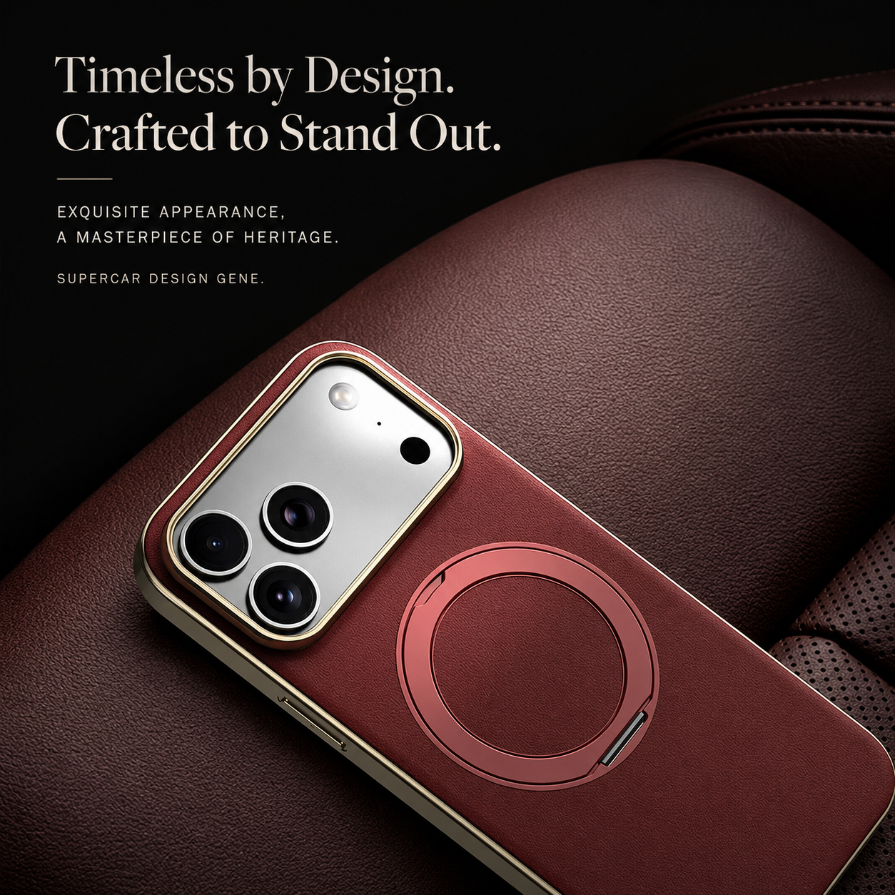 Premium iPhone Case MagSafe Compatible Camera Lens Protection Magnetic Leather Ring Holder Shockproof Back Cover Wireless Charging Protective Design