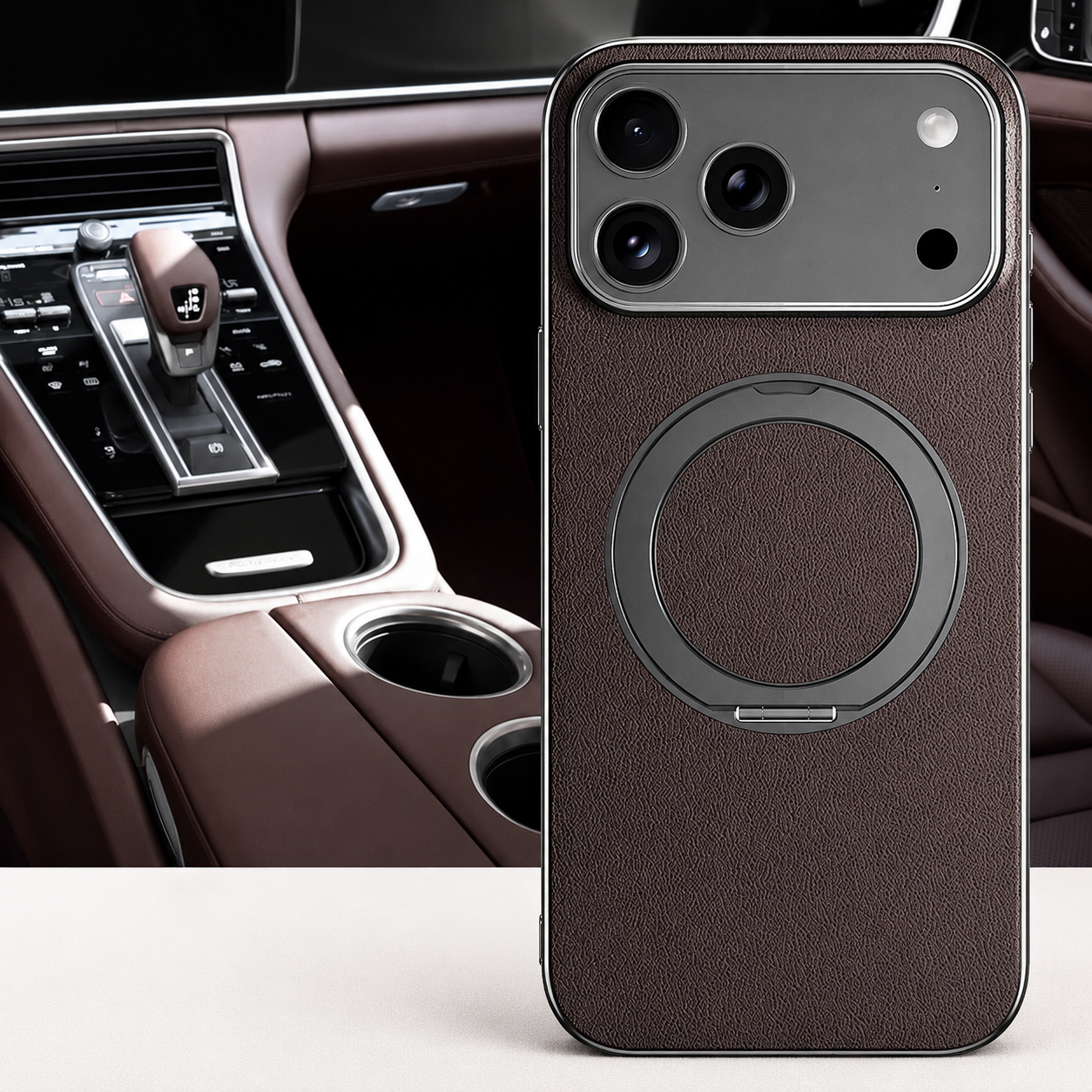 Premium iPhone Case MagSafe Compatible Camera Lens Protection Magnetic Leather Ring Holder Shockproof Back Cover Wireless Charging Protective Design