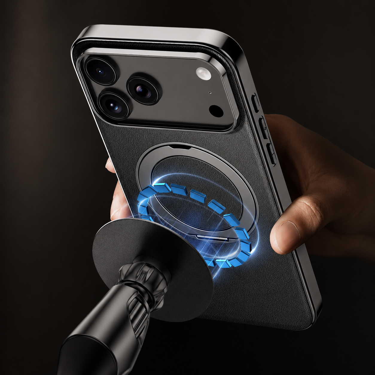 Premium iPhone Case MagSafe Compatible Camera Lens Protection Magnetic Leather Ring Holder Shockproof Back Cover Wireless Charging Protective Design