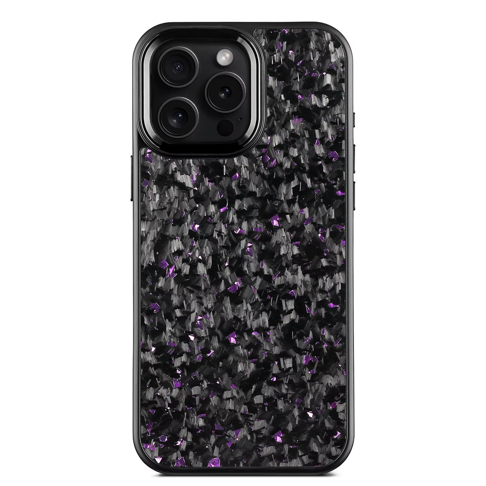 Premium iPhone Case MagSafe Compatible Camera Lens Protection Real Forged Carbon Fiber Cover Shockproof Dual Layer Full Coverage Metal Button Design