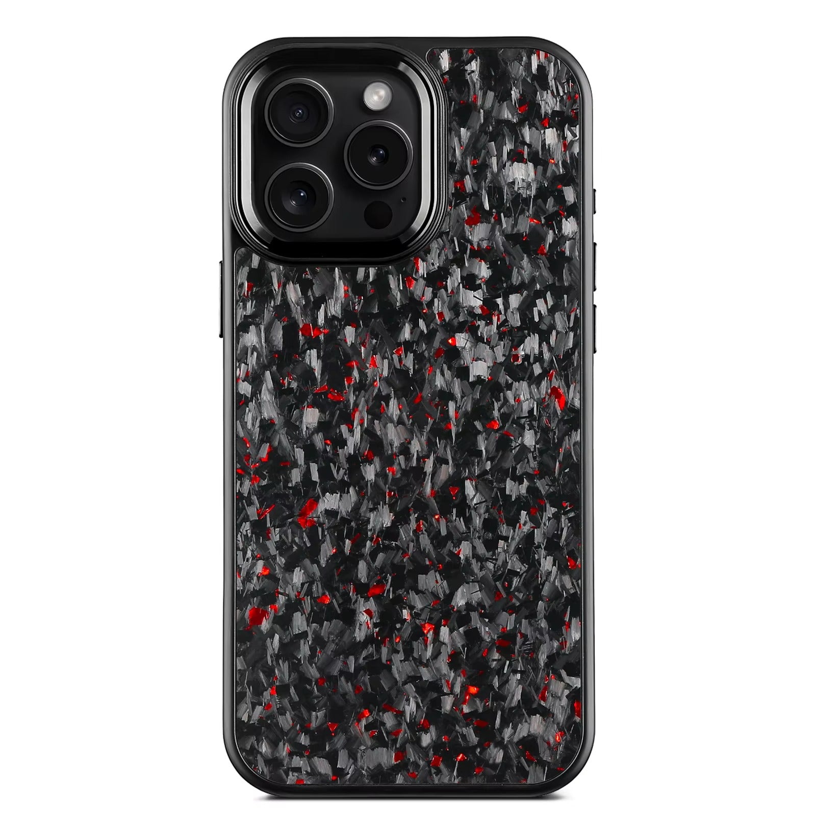 Premium iPhone Case MagSafe Compatible Camera Lens Protection Real Forged Carbon Fiber Cover Shockproof Dual Layer Full Coverage Metal Button Design
