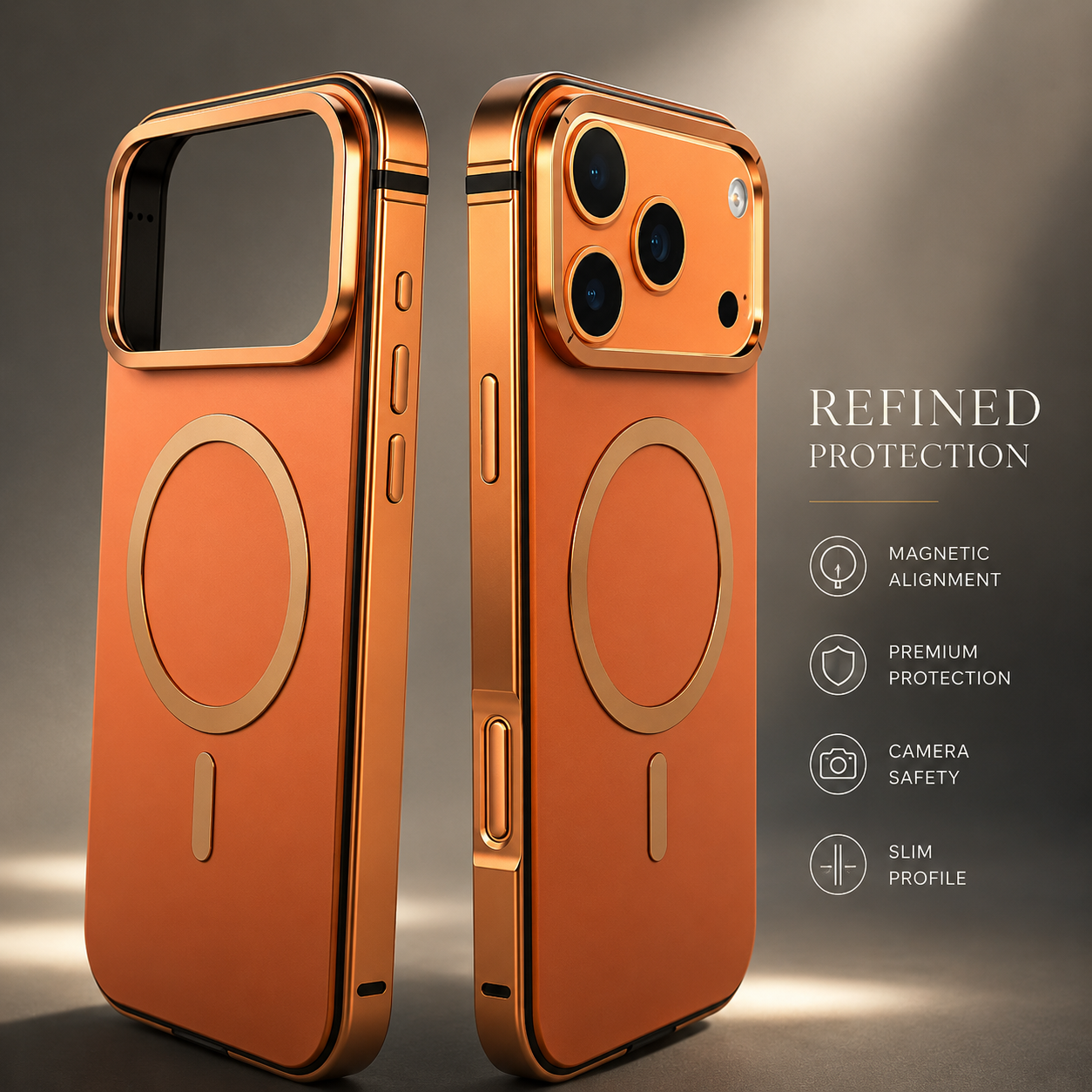 Premium iPhone Case MagSafe Compatible Camera Lens Protection Shockproof Cover Aluminum Alloy Metal Frame Anti Drop Wireless Charging Design