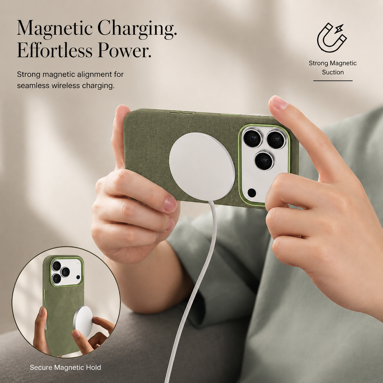 Premium iPhone Case MagSafe Compatible Camera Lens Protection Shockproof Cover Fiber Leather Magnetic Wireless Charging Anti Fingerprint Slim Design
