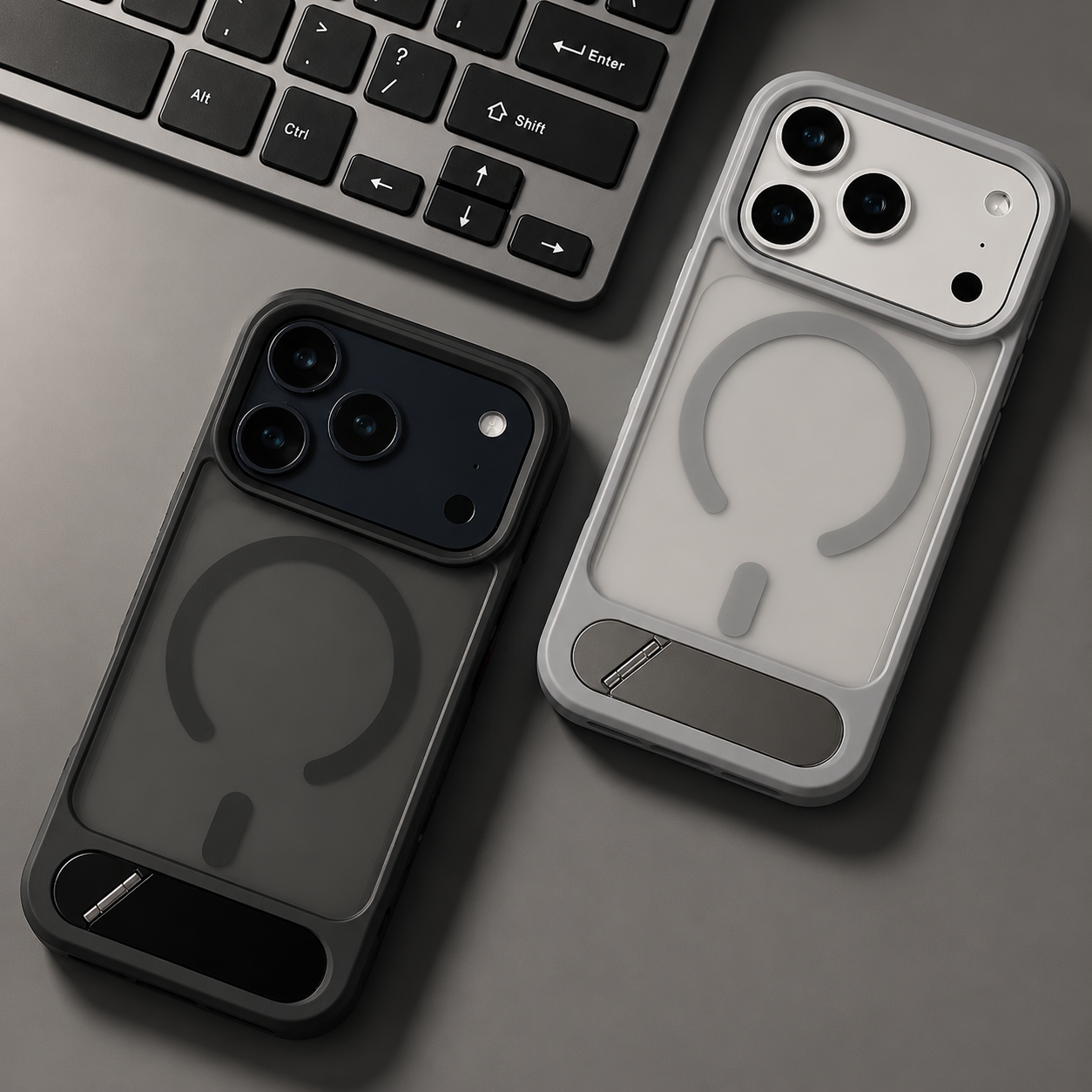Premium iPhone Case MagSafe Compatible Camera Lens Protection Shockproof Cover Foldable Stand Holder Magnetic Wireless Charging Anti Fingerprint Design