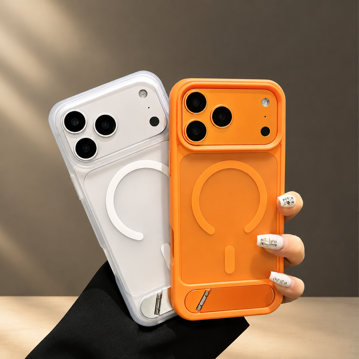 Premium iPhone Case MagSafe Compatible Camera Lens Protection Shockproof Cover Foldable Stand Holder Magnetic Wireless Charging Anti Fingerprint Design