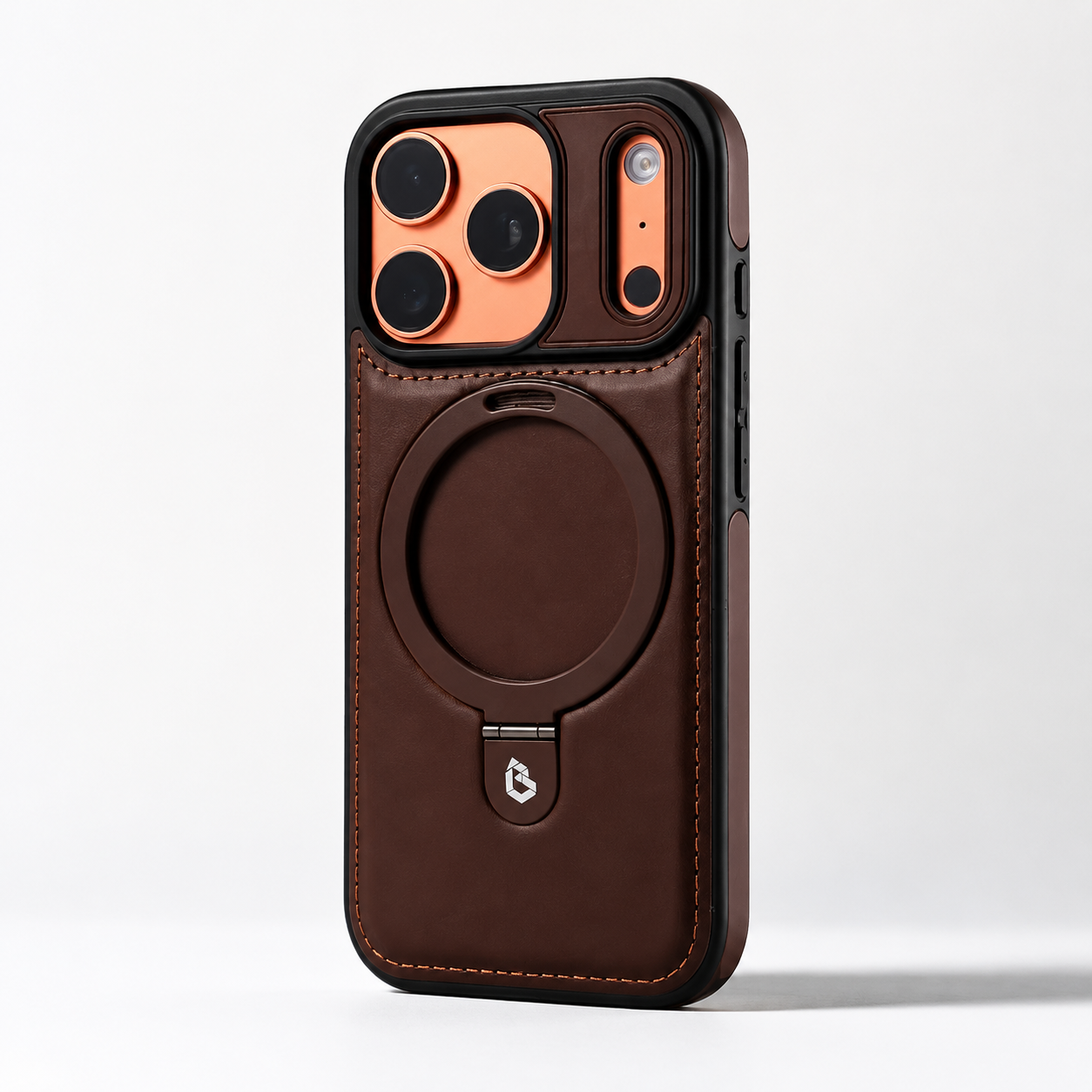 Premium iPhone Case MagSafe Compatible Camera Lens Protection Shockproof Cover Retro Leather Magnetic Wireless Charging Invisible Kickstand Design