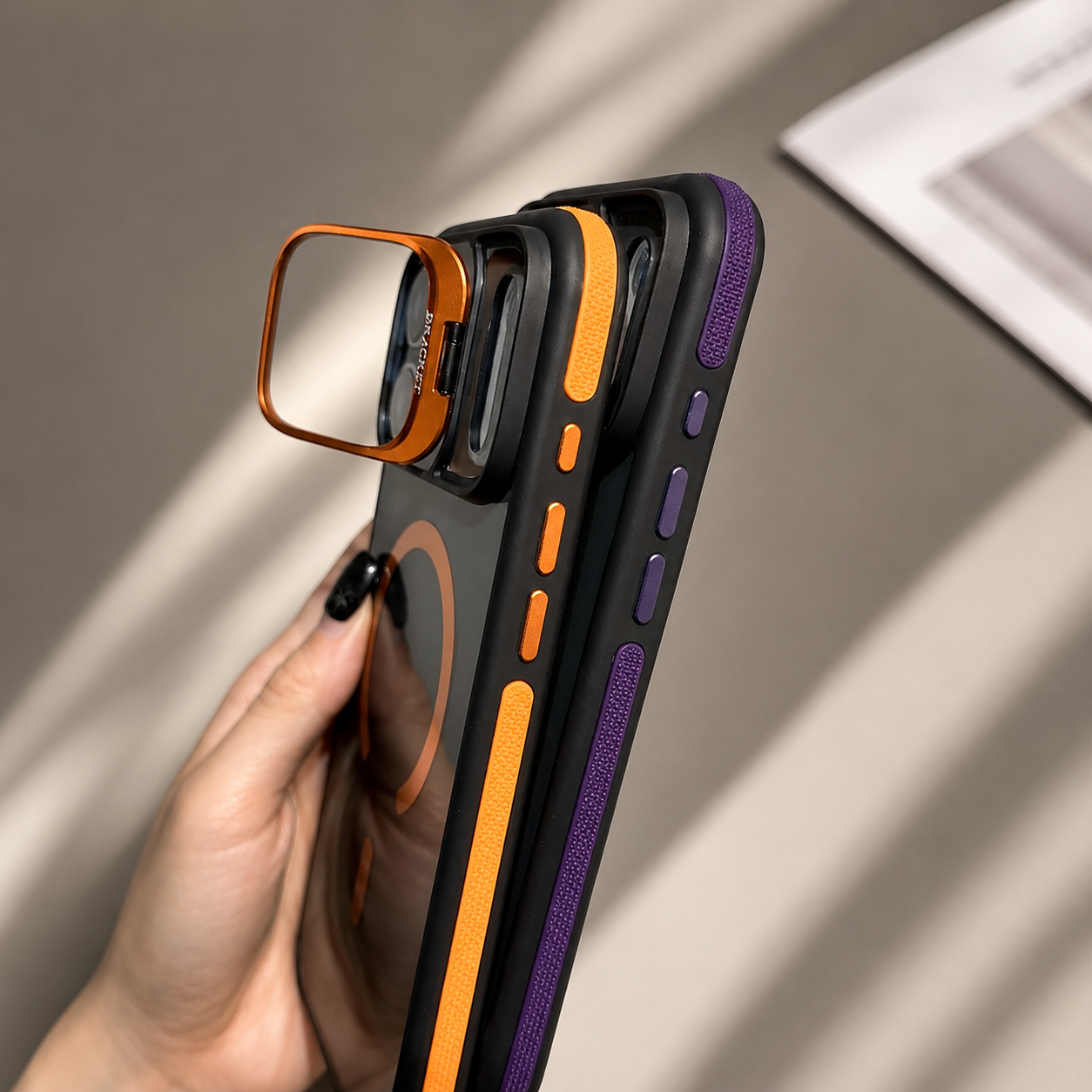 Premium iPhone Case MagSafe Compatible Camera Lens Protection Shockproof Cover Transparent Matte Magnetic Kickstand Wireless Charging Armor Design