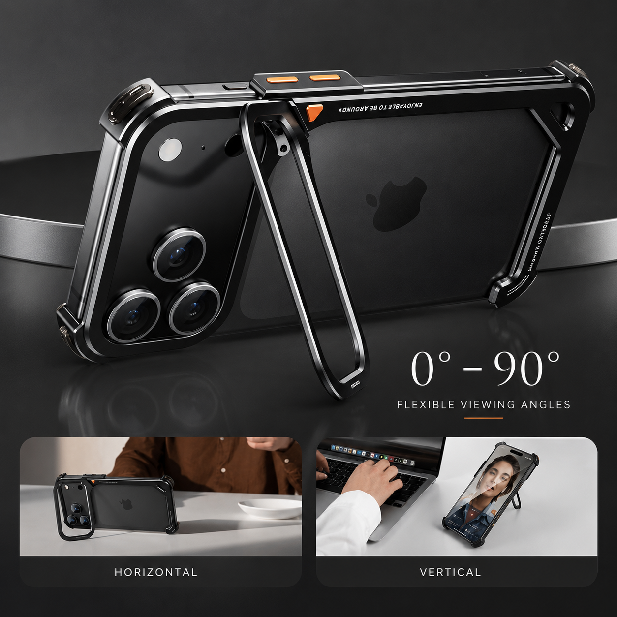Premium iPhone Case MagSafe Compatible Camera Lens Protection Shockproof Protective Cover Aluminum Frame Wireless Charging Minimalist Metal Design