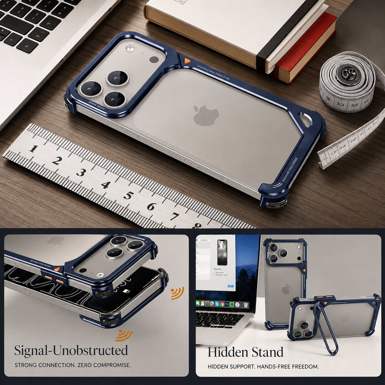 Premium iPhone Case MagSafe Compatible Camera Lens Protection Shockproof Protective Cover Aluminum Frame Wireless Charging Minimalist Metal Design