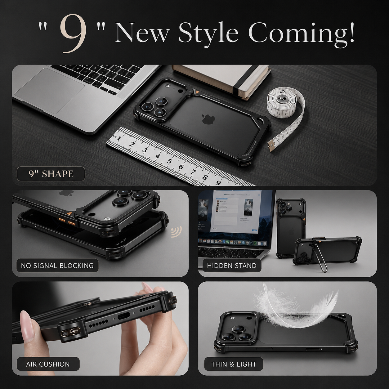 Premium iPhone Case MagSafe Compatible Camera Lens Protection Shockproof Protective Cover Aluminum Frame Wireless Charging Minimalist Metal Design