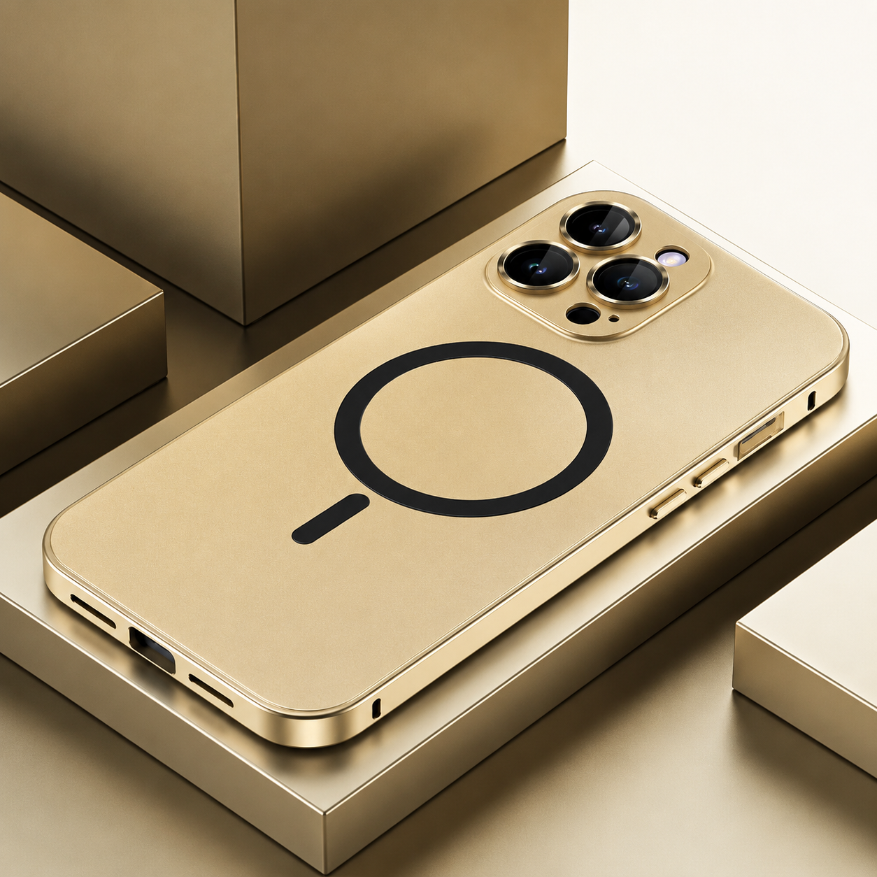 Premium iPhone Case MagSafe Compatible Camera Lens Protection Shockproof Protective Cover Aluminum Metal Frame Magnetic Wireless Charging Hard Back Design