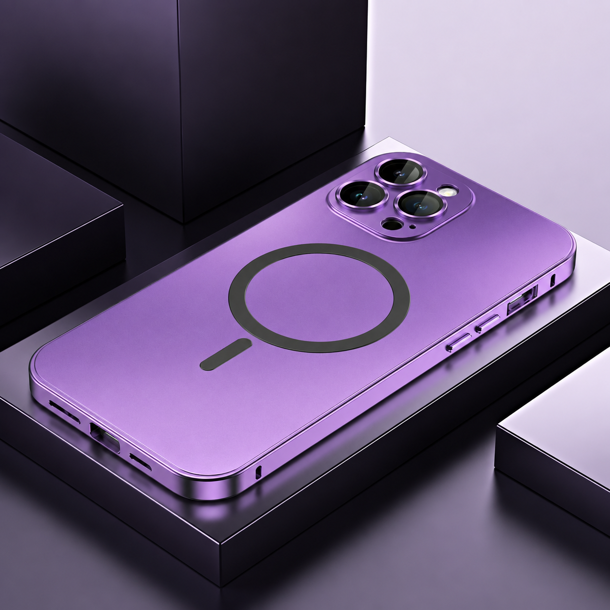 Premium iPhone Case MagSafe Compatible Camera Lens Protection Shockproof Protective Cover Aluminum Metal Frame Magnetic Wireless Charging Hard Back Design