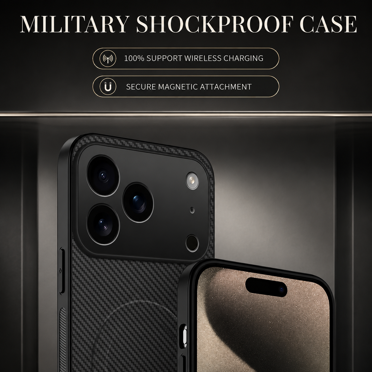 Premium iPhone Case MagSafe Compatible Camera Lens Protection Shockproof Protective Cover Carbon Fiber Magnetic Ultra Thin Design