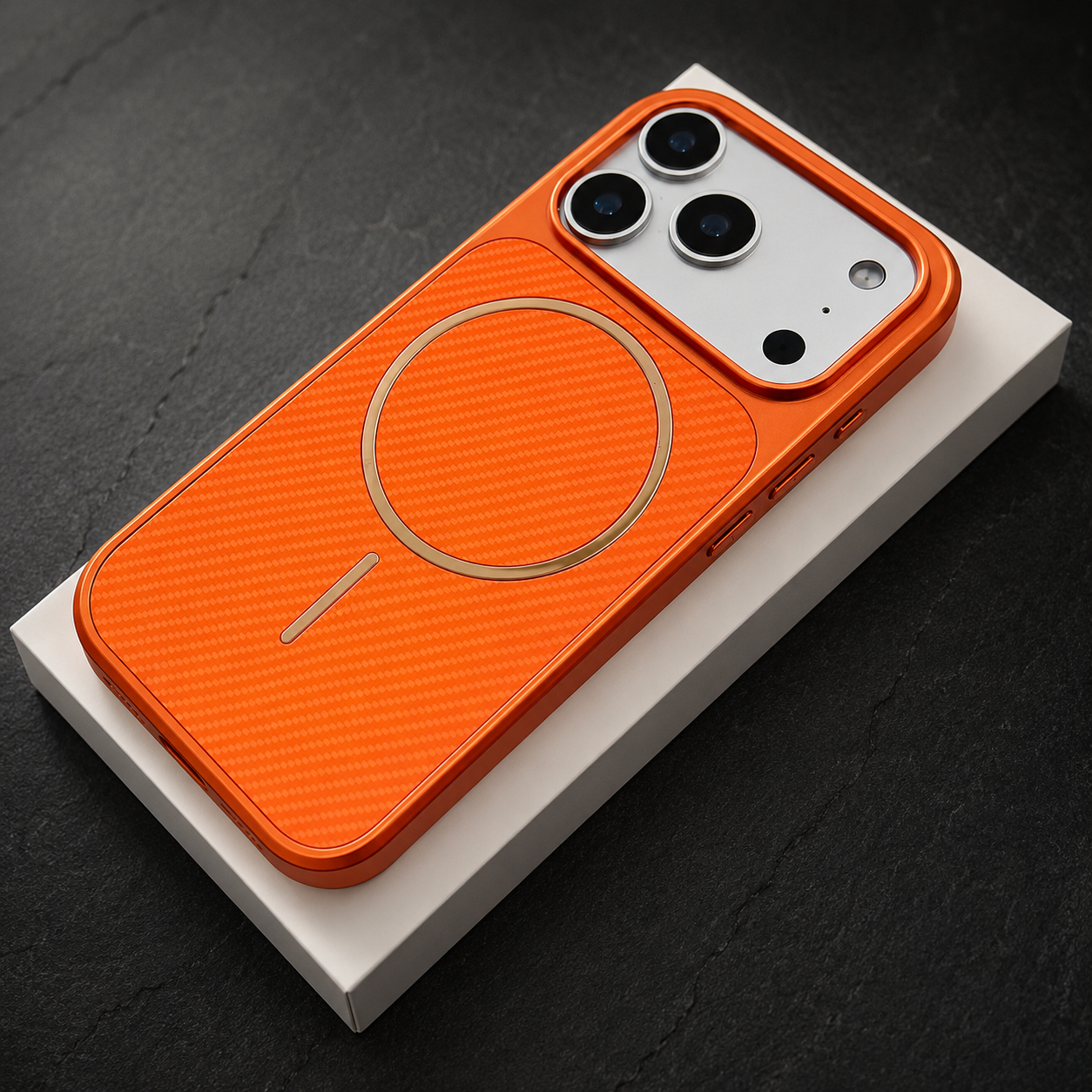 Premium iPhone Case MagSafe Compatible Camera Lens Protection Shockproof Protective Cover Carbon Fiber Wireless Charging Scratch Resistant Design