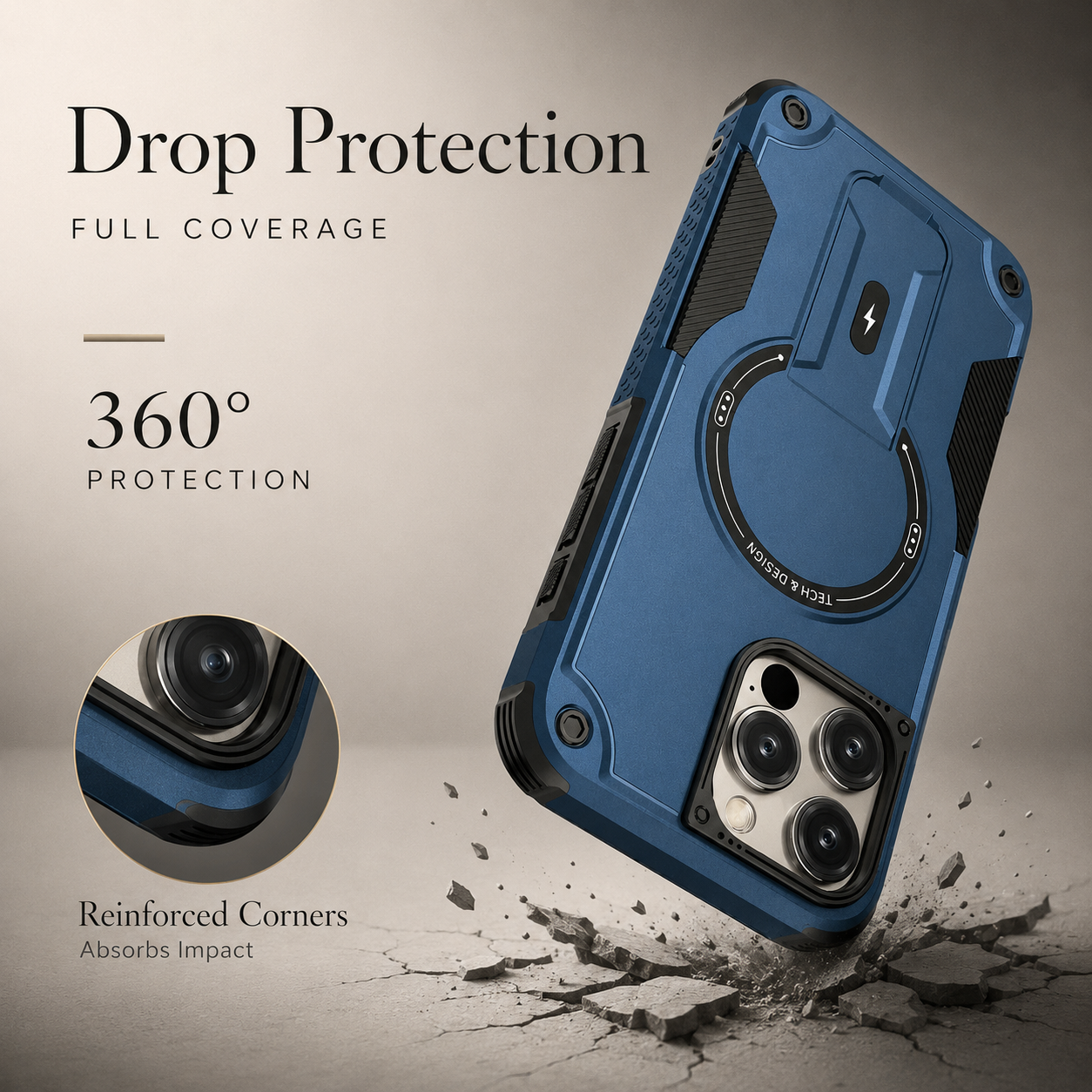 Premium iPhone Case MagSafe Compatible Camera Lens Protection Shockproof Protective Cover Kickstand Magnetic Wireless Charging Dual Layer Rugged Design