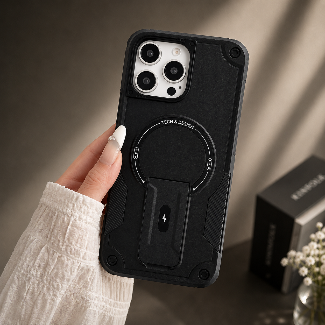 Premium iPhone Case MagSafe Compatible Camera Lens Protection Shockproof Protective Cover Kickstand Magnetic Wireless Charging Dual Layer Rugged Design