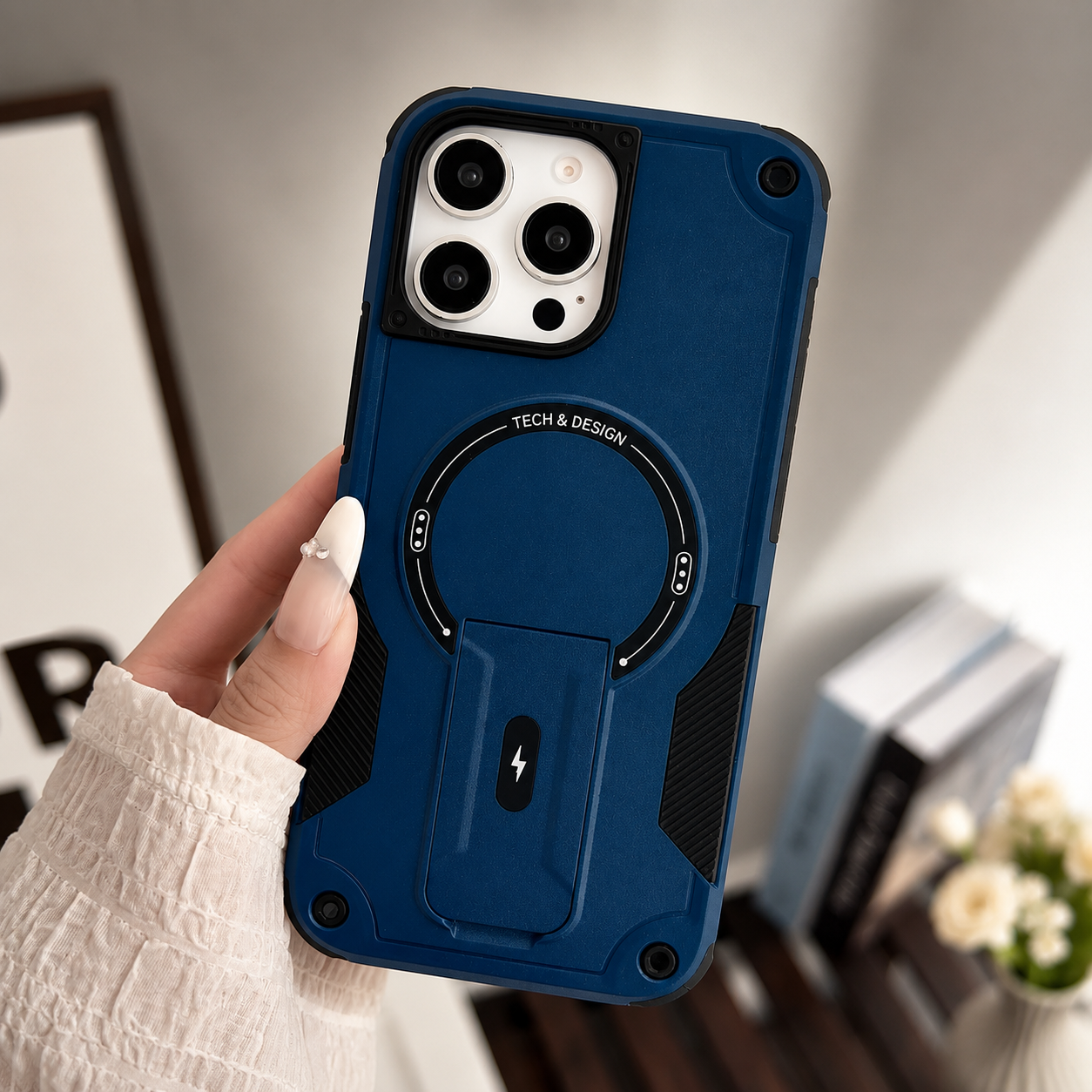 Premium iPhone Case MagSafe Compatible Camera Lens Protection Shockproof Protective Cover Kickstand Magnetic Wireless Charging Dual Layer Rugged Design