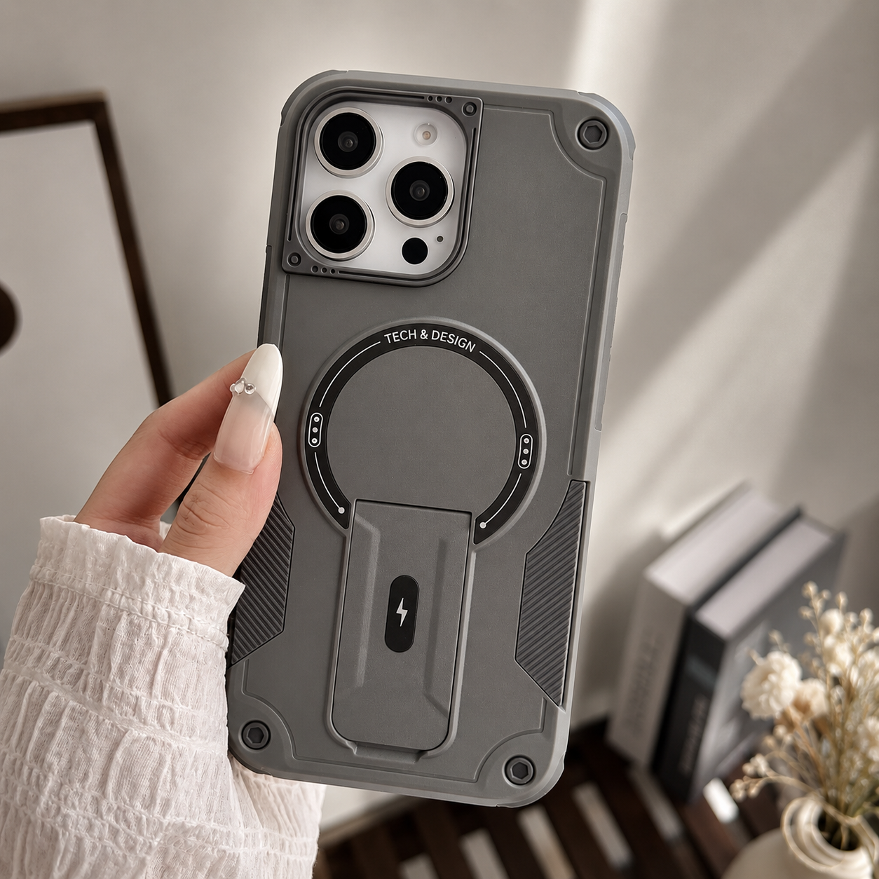 Premium iPhone Case MagSafe Compatible Camera Lens Protection Shockproof Protective Cover Kickstand Magnetic Wireless Charging Dual Layer Rugged Design
