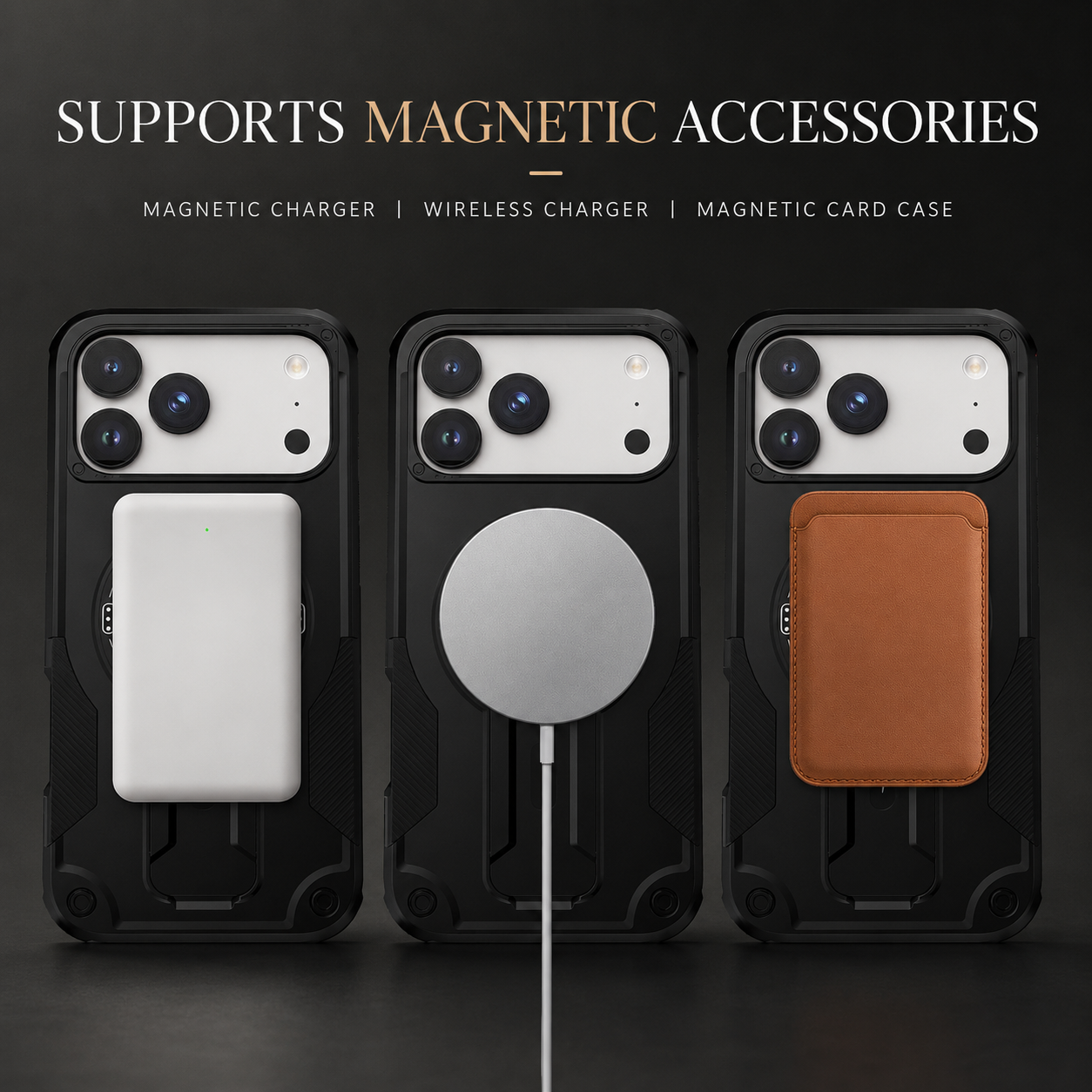 Premium iPhone Case MagSafe Compatible Camera Lens Protection Shockproof Protective Cover Kickstand Magnetic Wireless Charging Dual Layer Rugged Design