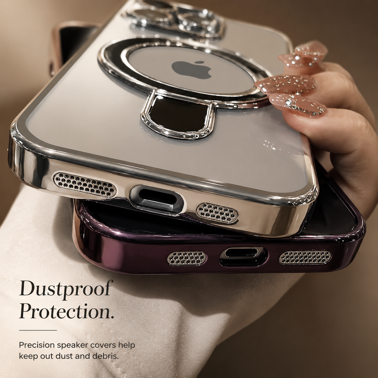 Premium iPhone Case MagSafe Compatible Camera Lens Protection Shockproof Protective Cover Magnetic Stand Anti Fingerprint Clear Acrylic Design