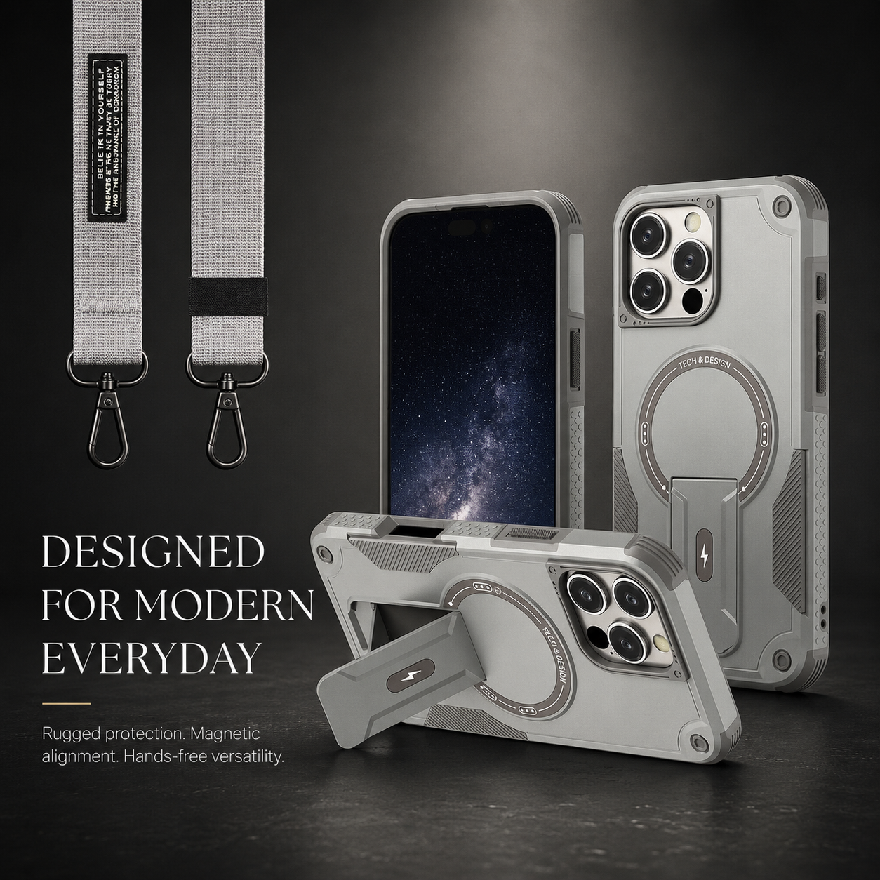 Premium iPhone Case MagSafe Compatible Camera Lens Protection Shockproof Protective Cover Magnetic Stand PC TPU Armor Anti Slip Design