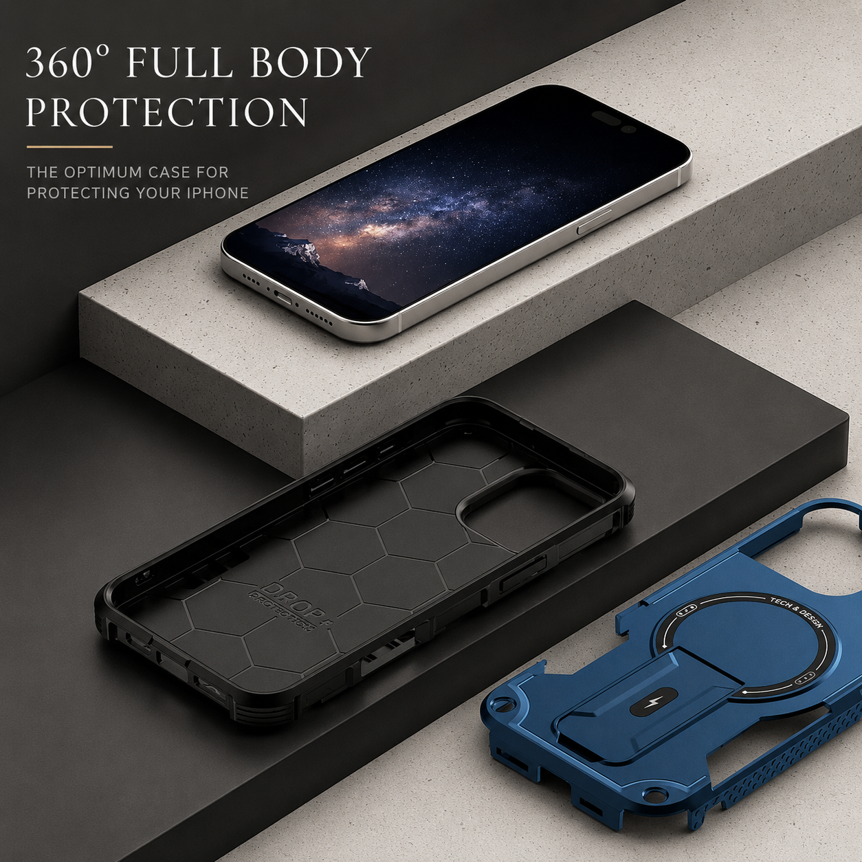 Premium iPhone Case MagSafe Compatible Camera Lens Protection Shockproof Protective Cover Magnetic Stand PC TPU Armor Anti Slip Design